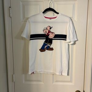 Zara x Popeye 2019 Collab Cotton Short Sleeve Tee with Suede Graphic, Size S